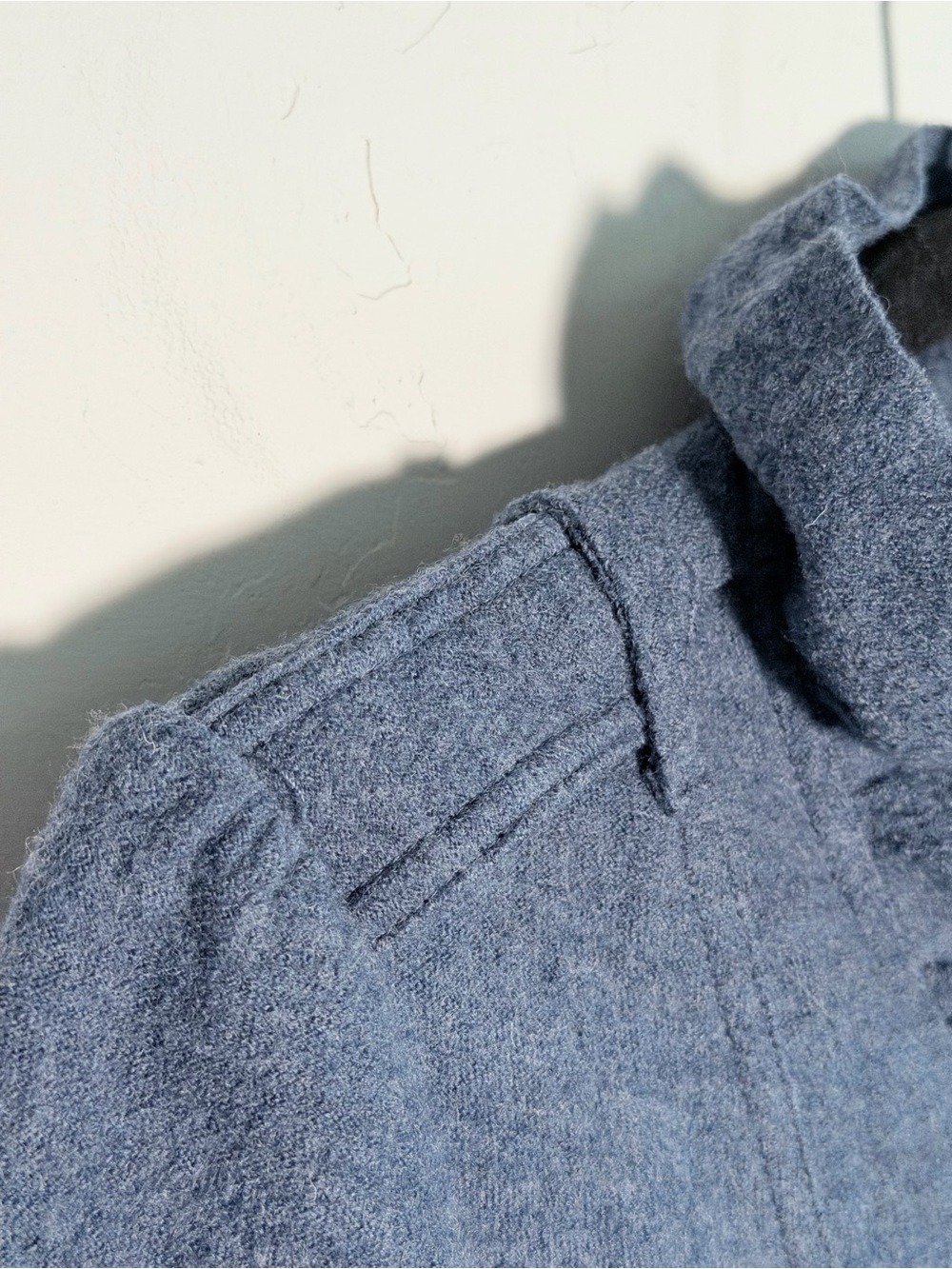 Luii Anthropologie Blue Ruffle-Front 100% Wool Sweater Coat - Picture 7 of 12